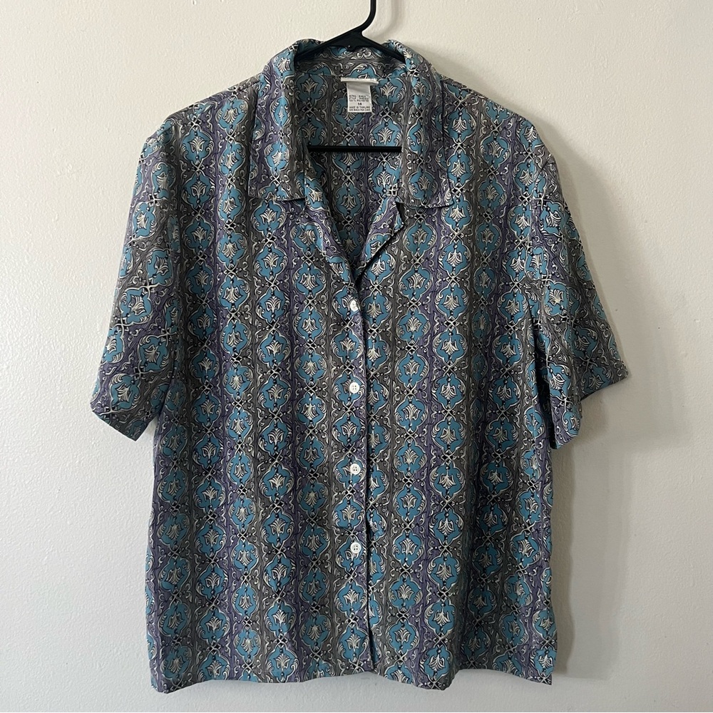 Koret Blue and Gray Casual Button Down Shirt